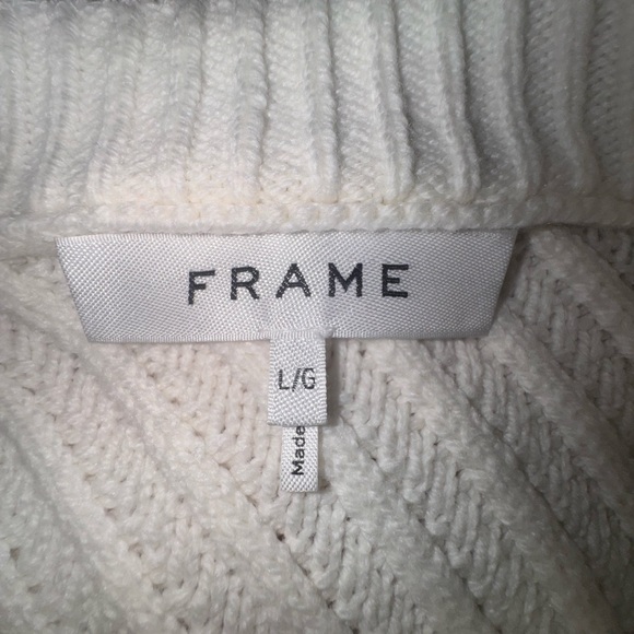 FRAME Fringed Knit Sweater Off White Size L EUC - Picture 10 of 10